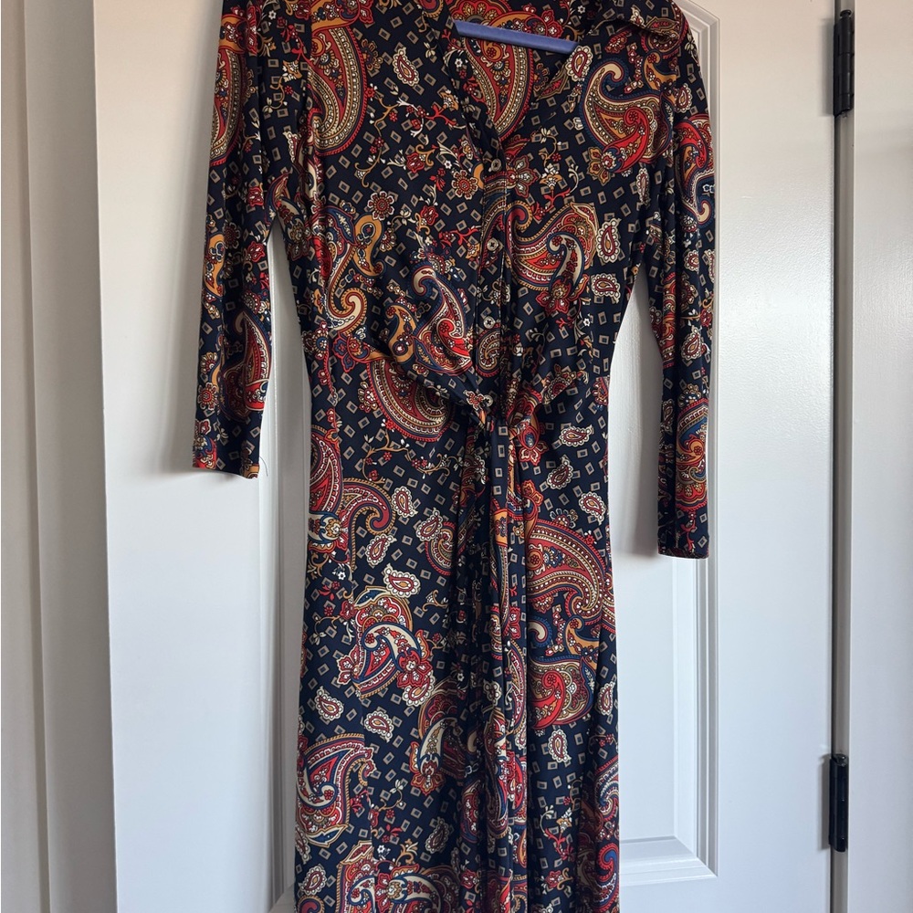Tommy Hilfiger Paisley Long Sleeve Dress - Black and Red